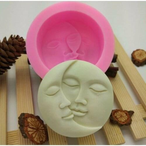 1PC Cake Mold Round Shape Sun Moon Faces Silicone Mold DIY Fondant Chocolate Soap Cake Decorating Tools Kithen Baking Tool