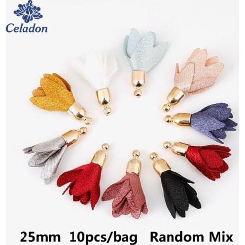10Pcs 25mm Random Mix tooth flower Tassel Charm pendants or Jewelry Making Key Chains/Cellphone/Earrings Jewelry Findings