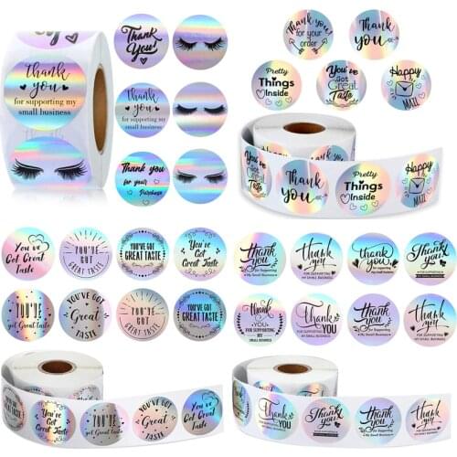 500PCS Thank You Stickers You've Got Great Taste Holographic Silver Rainbow Stickers Seal Labels For Envelope Shop Wrapping Gift