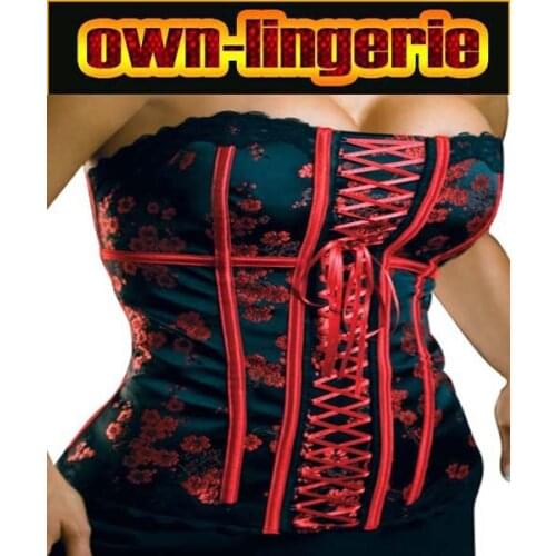 Free shipping women plum blossom print corset, wholesale laced up red flower corset w3108