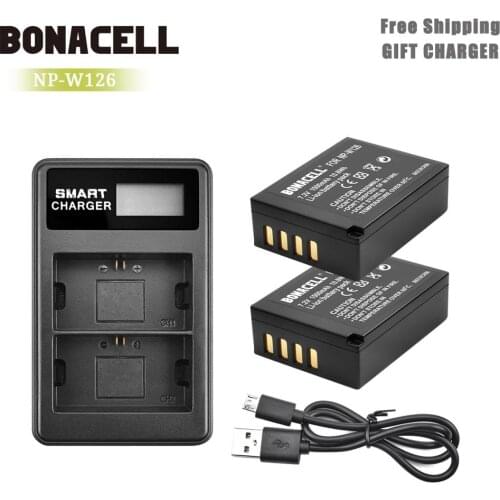 Bonacell NP W126 NP-W126 NP-W126S Battery+LCD Charger for Fujifilm X-M1 X-A1 X-T1 X100F X-T2 X-A10 X-E2S X-T20 X-E3 X-Pro2 L50