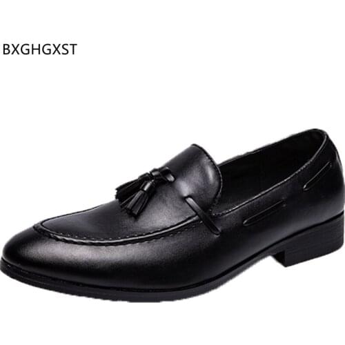 Black Mens Dress Shoes Loafers Office Shoes Man Brown Tassels Formal Leather Shoes Men Classic Chaussure Homme Zapatos De Hombre