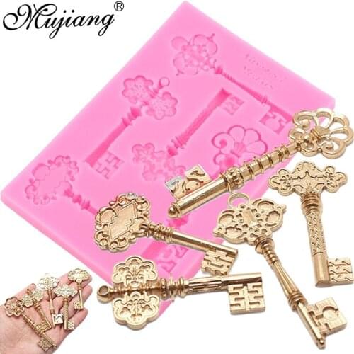 DIY Victorian Key Set Silicone Mold Sugarcraft Fondant Chocolate Candy Gumpaste Mold Cupcake Cookie Baking Cake Decorating Tools
