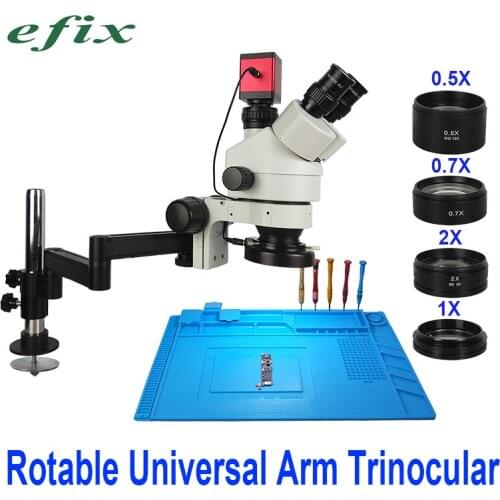 13MP 3.5-90X Rotate Universal Arm Stand Trinocular Stereo Continus Zoom Microscope HDMI VGA Camera Phone Soldering Repair Tool