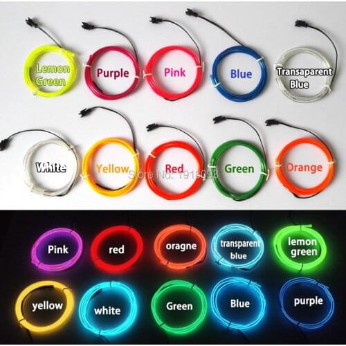 3.2mm EL Wire Rope Tube 1-25Meter Hot Craft Decorative Flexible LED Strip Neon Light 10 Color Choice Not Include EL Control
