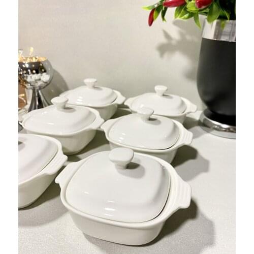 BİRVAGON KAPAKLI ÇOK AMAÇLI PORSELEN KASE SETİ (6 ADET)