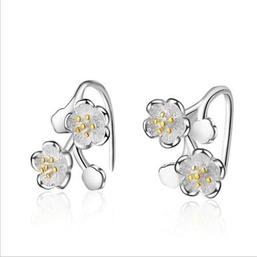 Korean version of the design sense of the cold wind small fresh sweet cherry long section silver plated earrings IR018