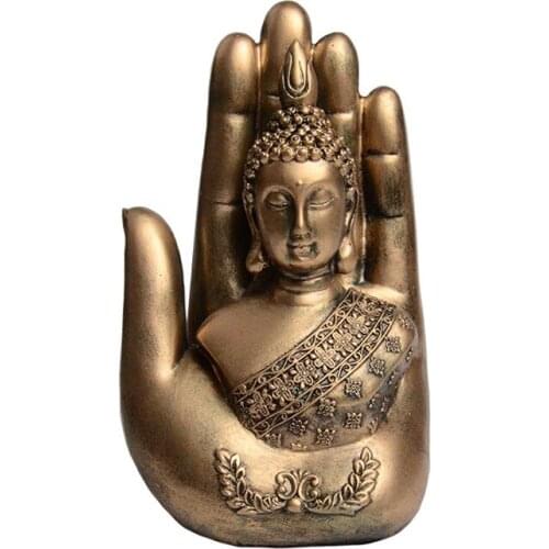 Creative Buddha sculpture in the palm of your hand resin modern art figurine home Feng Shui decoration Vintage style figurine