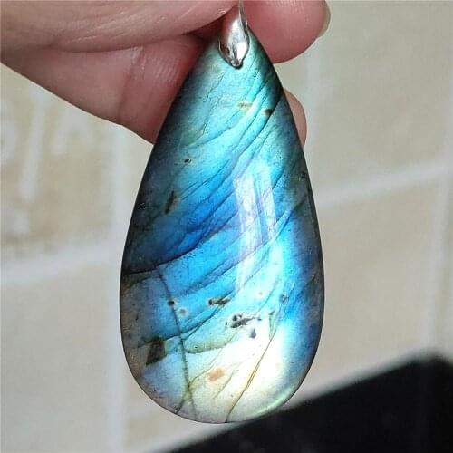 Newly Natural Blue Light Labradorite Pendant Women Men Water Drop 50x26x8mm Labradorite Necklace Jewelry Fashion Gemstone AAAAA