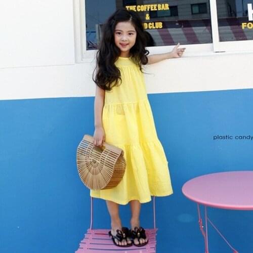 Korean Girl Big Swing Dress Summer 2020 New Childrens Wear Vest Long Skirt Children Holiday Beach Skirt