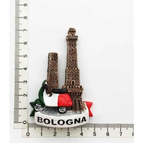 Bologna Italy)Fridge Magnet,Creative Travel Commemorate Crafts 3D Ornaments Magnetism Resin Material Refrigerator Stickers