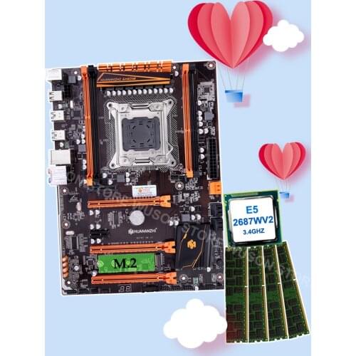 Discount motherboard combos HUANANZHI X79 motherboard with M.2 NVMe SSD slot CPU Intel Xeon E5 2687W V2 RAM 64G(4*16G) 1866 RECC