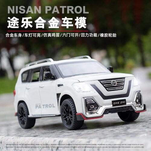 1:24 Off-road Nissan Patrol Alloy Off-road Sound and Light Pull Back Sport Jeep Car Model Metal Ornaments Toys for Children Gift
