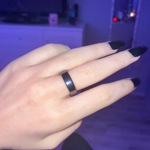 Fashion Non-magnetic Quality Smooth Flat Hematite Rings Black Natural Stone Knuckels Hand Rings for Women Men Jewelry