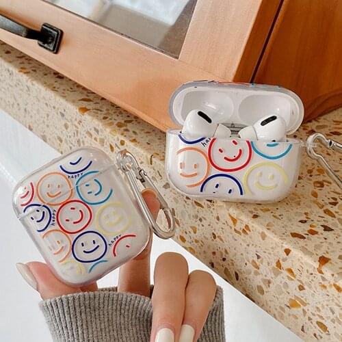 Smiley Soft Clear TPU Earphone Shell For Apple Airpod pro Cover For Airpod 2 Earphone Case For Airpods 1 Cases