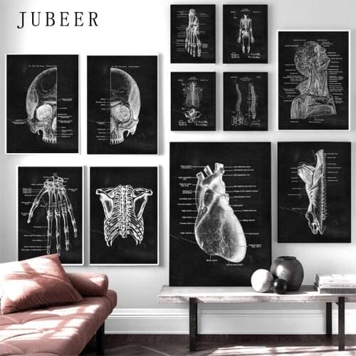 Muscle Foot Bone Wall Art Heart Anatomy Skeleton Canvas Painting Nordic Posters And Prints Wall Pictures For Doctor Office Decor