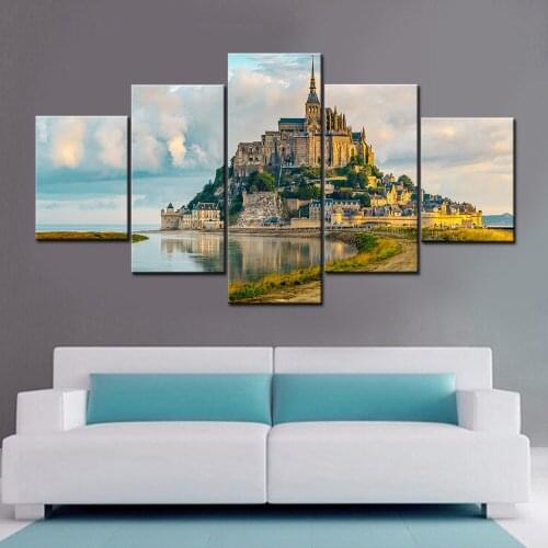 Canvas Printing Style Wall Modular HD Castle Artwork Pictures Living Room Modern Framework Decoration Poster Painting