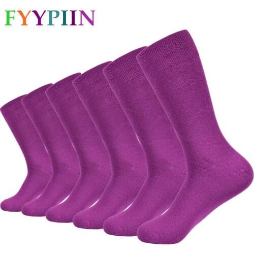 2020 new mens socks purple mens cotton socks solid color wedding gift happy socks men