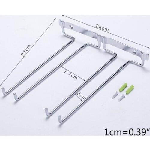 Unilateral Side 2 Row Hanging Wine Glass Holder Inverted Shelf Under Mounted