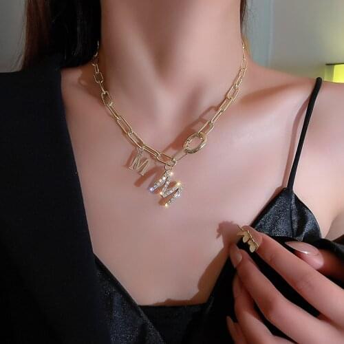 M Letter Pendant Neck chain Titanium Steel Color Choker Necklace Fashion Luxury Womens Party Sweater Chain