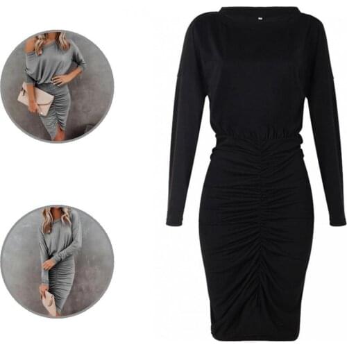 Skin-friendly Popular Irregular Off Shoulder Mini Dress Women Bodycon Dress Shirring Hem Club Wear