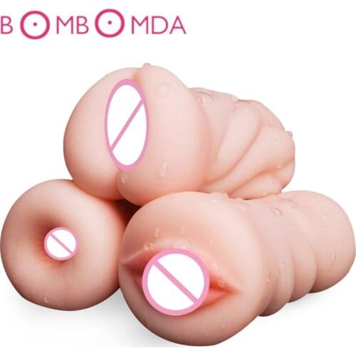 Real Male Vagina Masturbator Realistic Soft Silicone Mouth Oral Vaginal Pussy Anal Ass Masturbation Cup Adult Sex Toys for Men