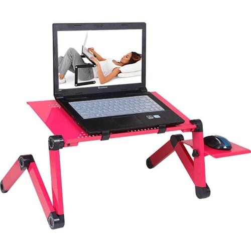 Adjustable Aluminum Laptop Desk Ergonomic Portable TV Bed Lapdesk Tray PC Table Stand Notebook Table Desk Stand With Mouse Pad