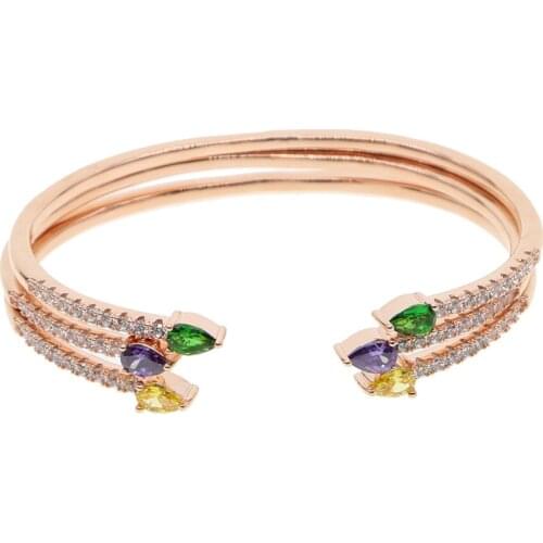 Adjuable size new arrival Hot Sell Top Quality AAA CZ Crystal Bracelet Bangle For Women Crystal Rose Gold Color Wedding Jewelry