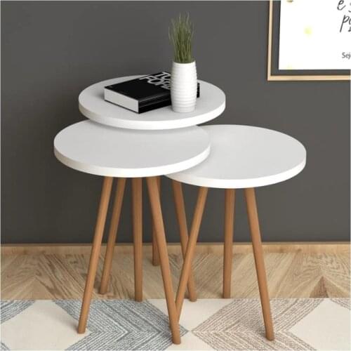 MADE IN TURKEY 3 Pieces Coffee Tables Mini Modern White-Brown Practical Tea Tables Living Room Zigon Wood Home Accessories