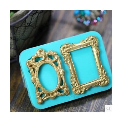 Silicone mold Vintage oval frame Frame retro plate mold sugar chocolate mold mirror fondant Cake decoration tools