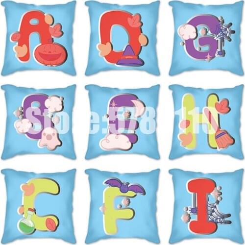 Blue english letters Pillowcase 45cm Cushion Cover Christmas Decor For Home Polyester Pillowcase Printed Cushion Covers For Sofa
