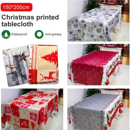 Linen Christmas tablecloth Elk Snowman Table Merry Christmas Decor For Home 2020 Xmas Ornaments New Years Decor 2021 Navidad