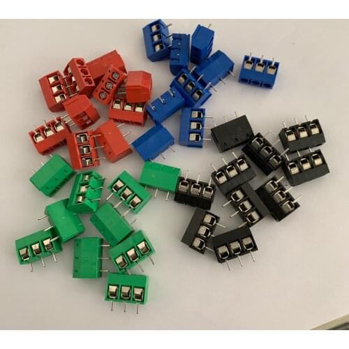 500PCS/LOT kf301-3p splice, screw type PCB spacing 5.0 terminal, terminal iron foot four-color KF301 red, green, black, blue