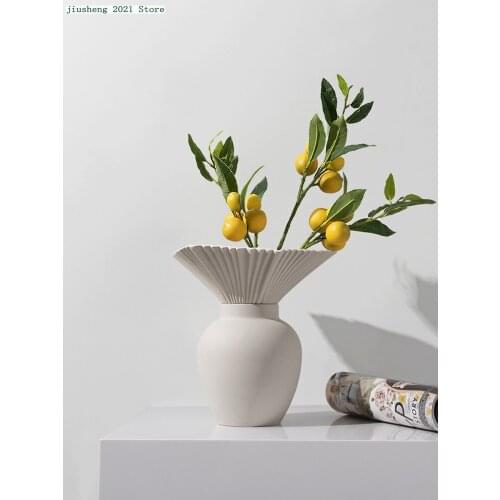 Modern White Matte Ceramic Vase Living Room Simulation Flower Pot Home Decoration Accessories Wedding Holiday Interior Decor