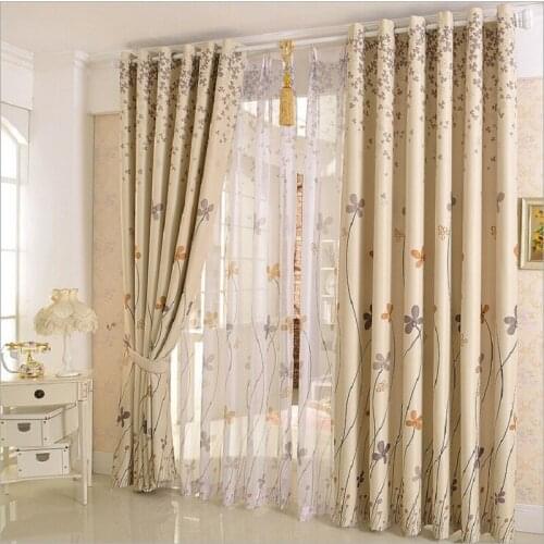 Modern Simple and Elegant Pastoral Four-leaf Clover Curtains for Living Room Bedroom Study Blackout Curtains Custom