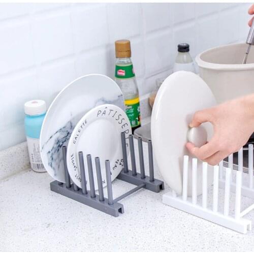 Dish Drain Rack Plate Drying Shelf Plastic Cup Display Stand Pot Lid Cover Holder Organizer Cooking Dish Rack Kitchen Accessorie