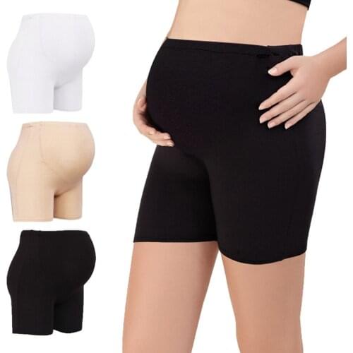 Women Pregnant Solid Color Black/White/Skin Color Safety Short Pants Panties Abdominal Girth/75-145cm Hip/80-150cm High Waist