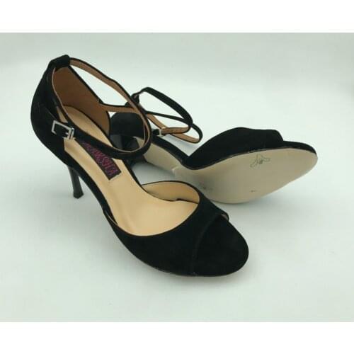 Comfortable and Fashional Argentina Tango Dance Shoes Party Shoes Wedding Shoes black suede argentina leather outsoleT6282A-BS