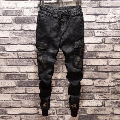 Spring Boys Pants Mens Net Red Celebrity Inspired Slim-Fit Feet Pants Beam Feet Jeans Fashion