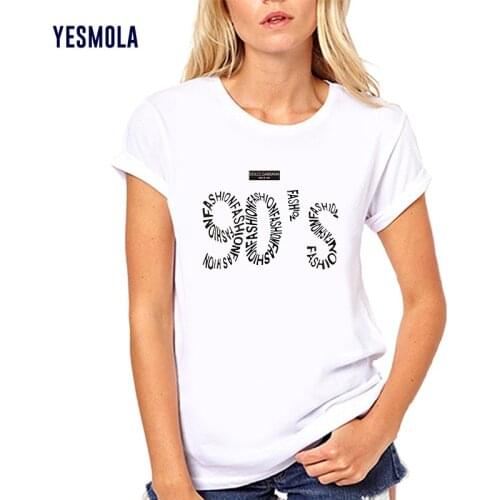 YESMOLA Womens T-shirt Fashion Print Letter 90s Girl T Shirt Cotton Lady T-shirts Harajuku Short Sleeve Female Tshirt