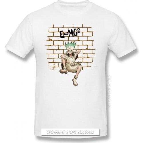 Senku Graffiti Print 100% Cotton Funny T Shirts Dr Stone Ishigami Tsukasa Post Apocalyptic Anime Men Fashion Streetwear