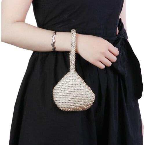 Women Metal Evening Clutch Bags Fashion Diamond Rhinestone Lady Wallet Wedding Purse Handbag