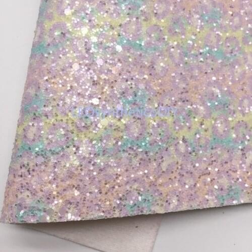 1PC 21X29CM Leopard Printed Chunky Glitter Leather, Pastel Glitter Leather Sheets For Making Bows LEOsyntheticoDIY 4S35C