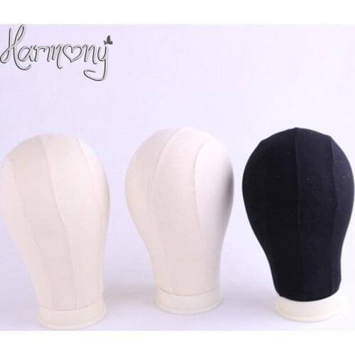 Off-white Color 1 piece Polyurethane Canvas foam head for wig making / Wig Display Style Canvas block head Manequin Manikin Head