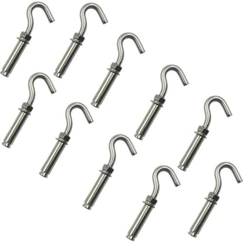 10-Pack 304 Stainless Steel Open Cup Hook Expansion Screw Bolts M6