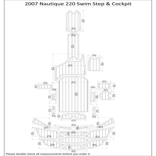2007 Nautique 220 Swim Step & Cockpit Pad Boat EVA Teak Decking 1/4" 6mm