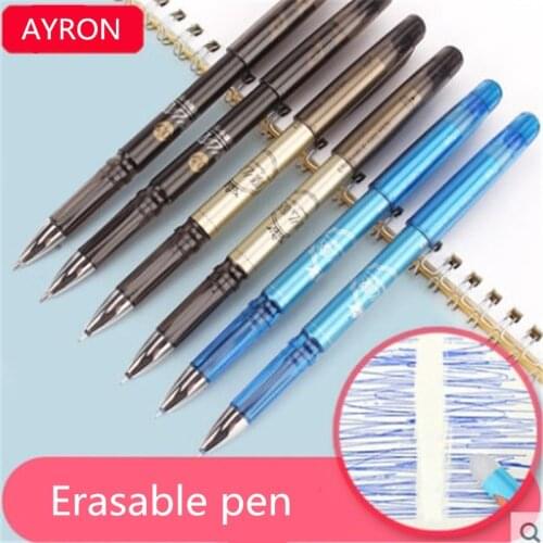 3 PCS 0.5mm Blue Black Ink Gel Pen Erasable Refill Rod Erasable Pen Washable Handle School Writing Stationery Gel Ink Pen