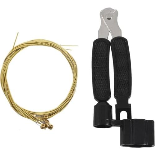 3 in 1 Guitar String Winder Cutter Bridge Pin Puller with Guitar Strings Set