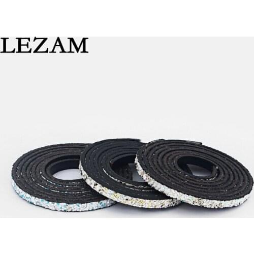 5meter Fashion Rope Cord Shiny Sequins 5*2mm Flat Leather Cord For Bracelet Necklace Jewelry Strap Findings Accessories Bijoux