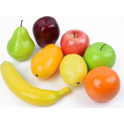 8Pcs Artificial Fruit DIY Fruit Display Home Kitchen Center Table Decoration Fake Banana Apple Lemon Orange
